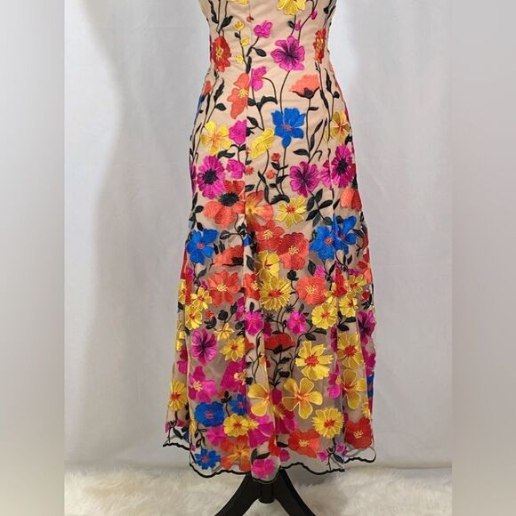 Milly Penelope Floral Embroidered Halter Dress size 0 - Picture 6 of 12